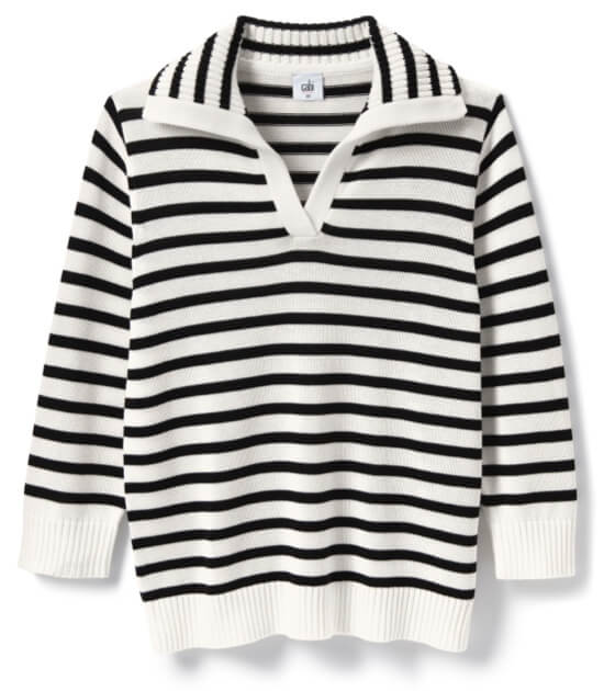 Deckhand Pullover in Black and White Stripe